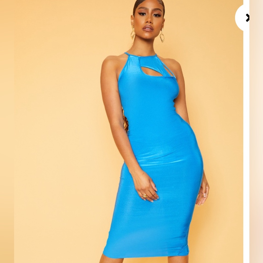 Pretty Little Thing Womens Bodycon Dress Blue Stretch NWT Sz 12